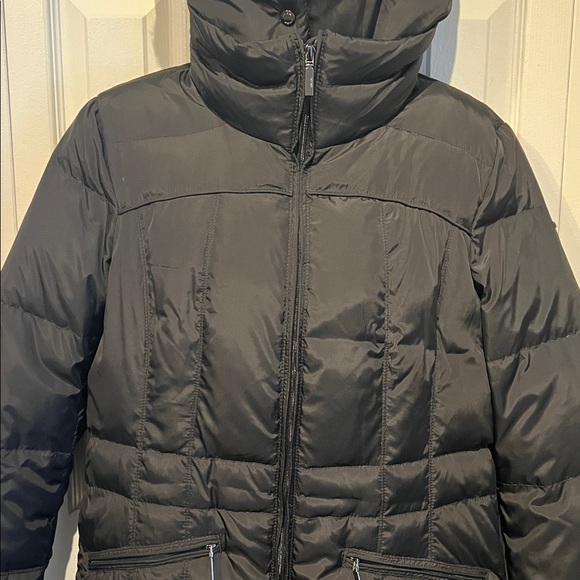 Geox Black Down-filled Hooded Parka Coat Size 12 - Picture 3 of 14
